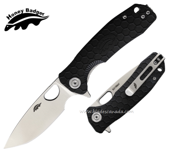 Honey Badger Small Flipper Folding Knife, FRN Black, HB1021